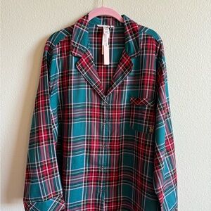 Victoria's Secret Red and Green Plaid Pajama Top